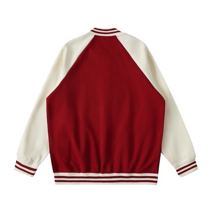 Two Tone Raglan Sleeve Varsity Jacket