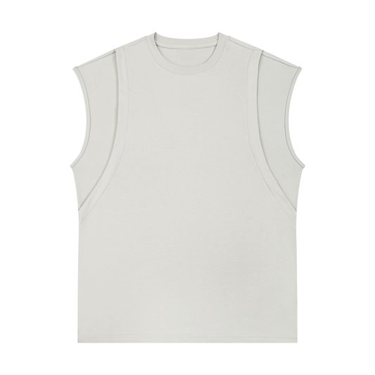 Spliced Panel Sleeveless Muscle T-Shirt
