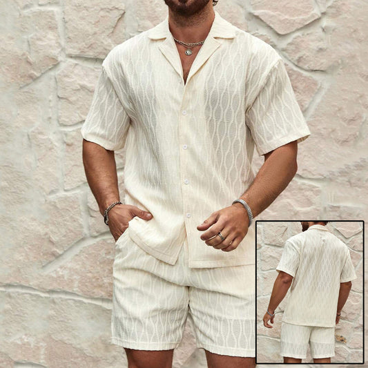 Milky White Two-Piece Summer Set – Short Sleeve Top & Shorts - Sureru