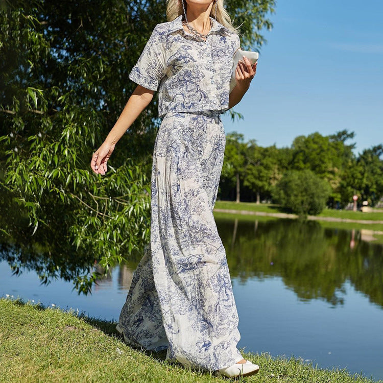 Animal Pattern Vacation Set – Shirt & Pants (2-Piece) - Sureru