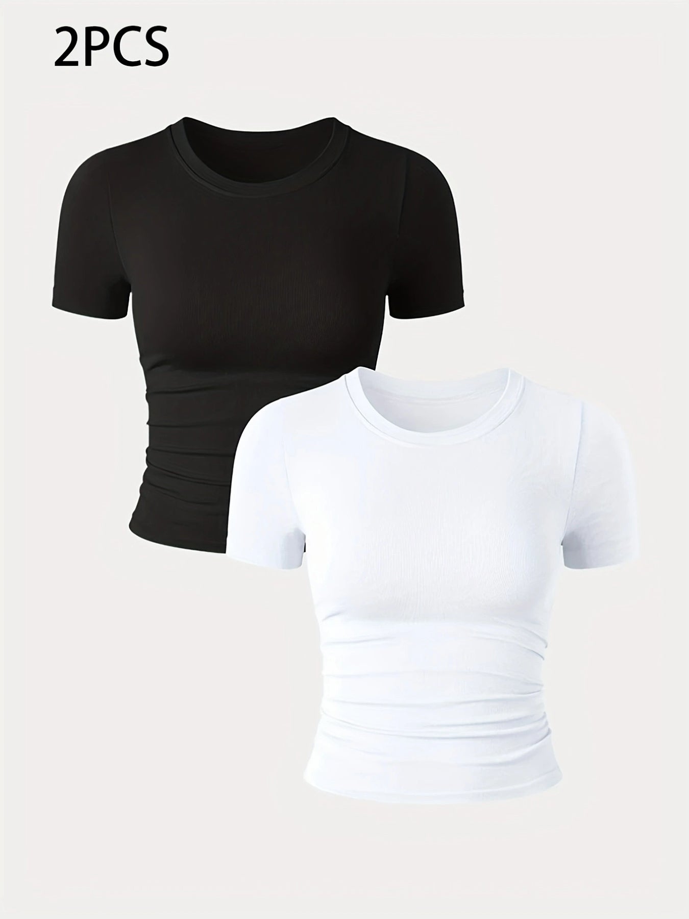 2 Packs Women's Seamless Workout Tops - Breathable Short Sleeve Athletic Shirts, Moisture Wicking Quick Dry Tees With Soft Stretch Fabric - Sureru