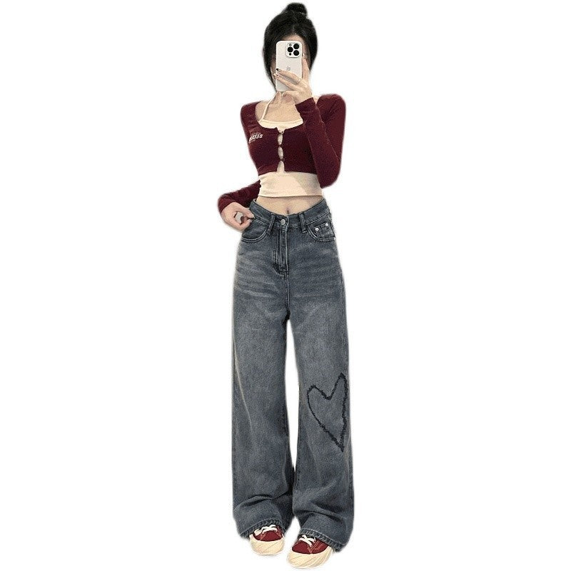 Love Embroidered Wide-Leg Jeans – Simple & Effortlessly Chic - Sureru