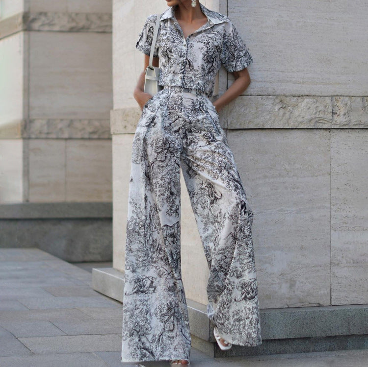 Animal Pattern Vacation Set – Shirt & Pants (2-Piece) - Sureru