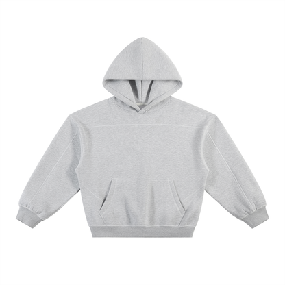 Contrast-Stitched Boxy Fleece Hoodie