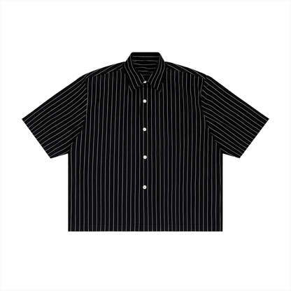 Unisex Striped Boxy Button-Up Shirt