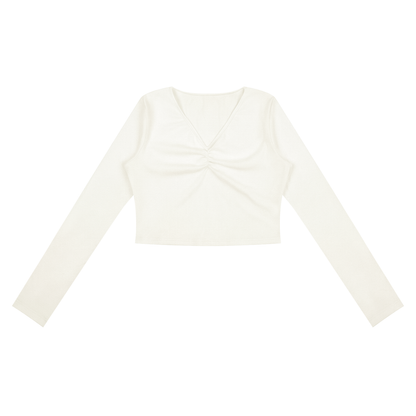 Women's Ruched Long Sleeve Crop T-Shirt