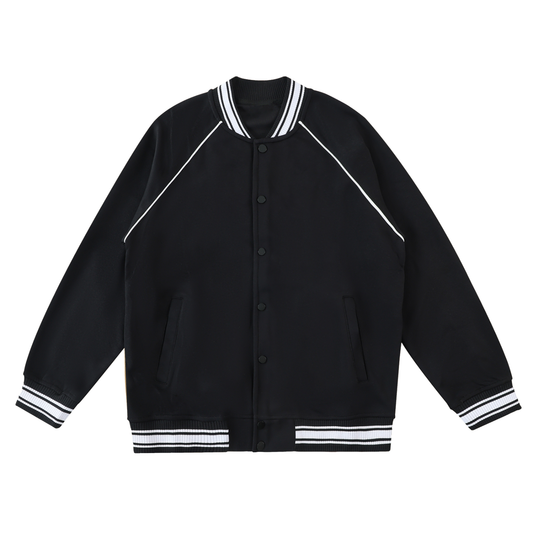 Contrast Trim Raglan Varsity Jacket