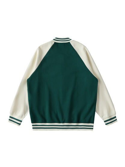 Two Tone Raglan Sleeve Varsity Jacket