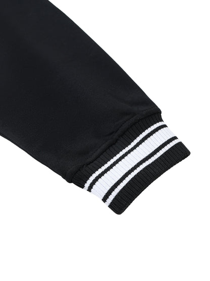 Contrast Trim Raglan Varsity Jacket