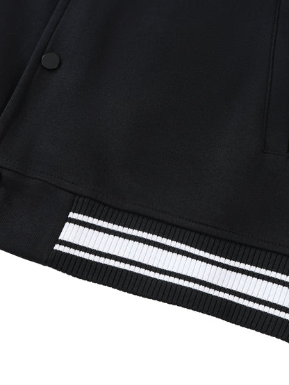 Contrast Trim Raglan Varsity Jacket