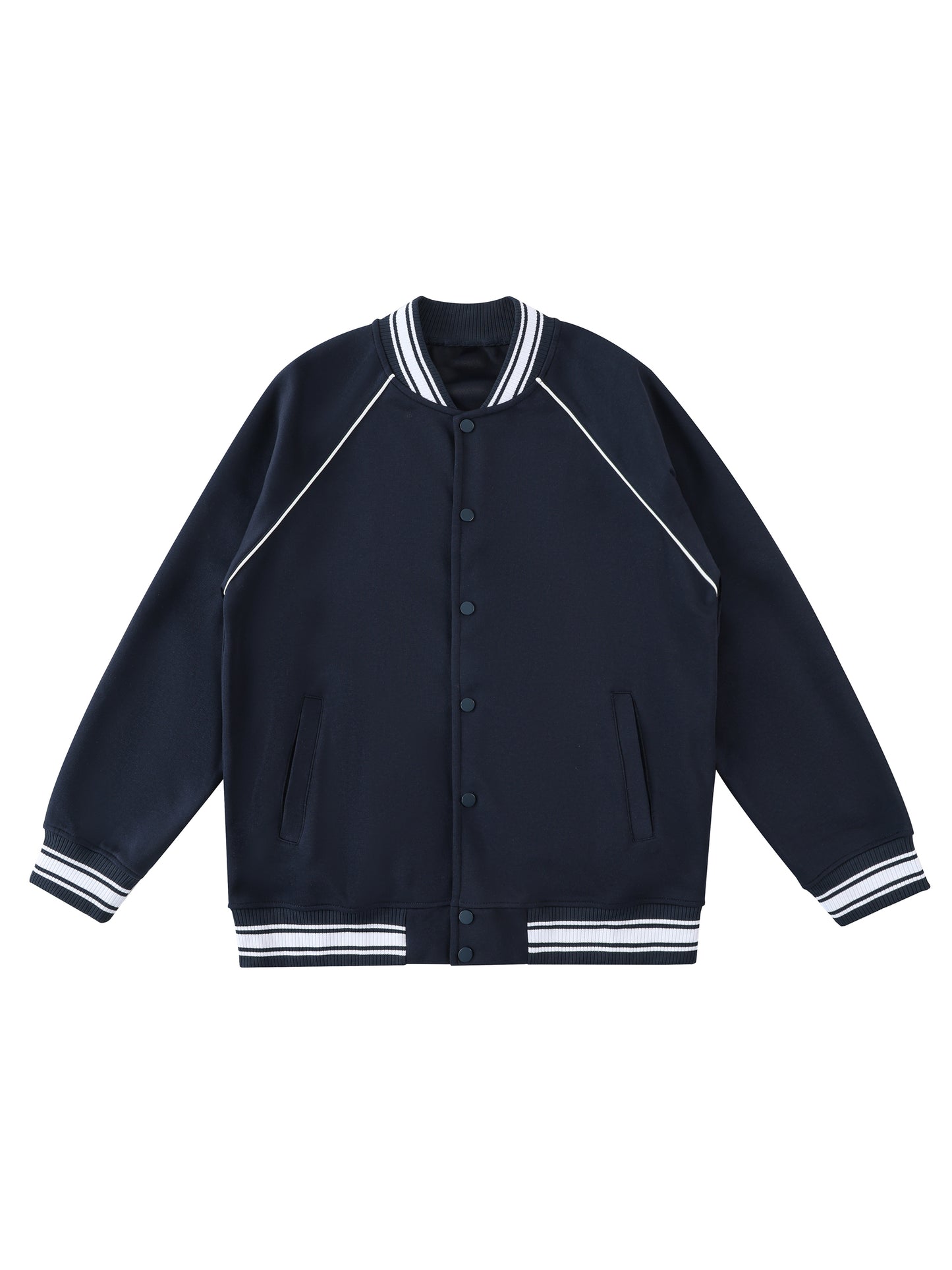 Contrast Trim Raglan Varsity Jacket