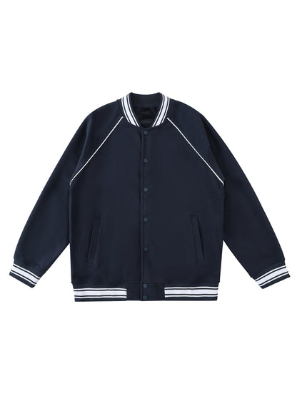 Contrast Trim Raglan Varsity Jacket