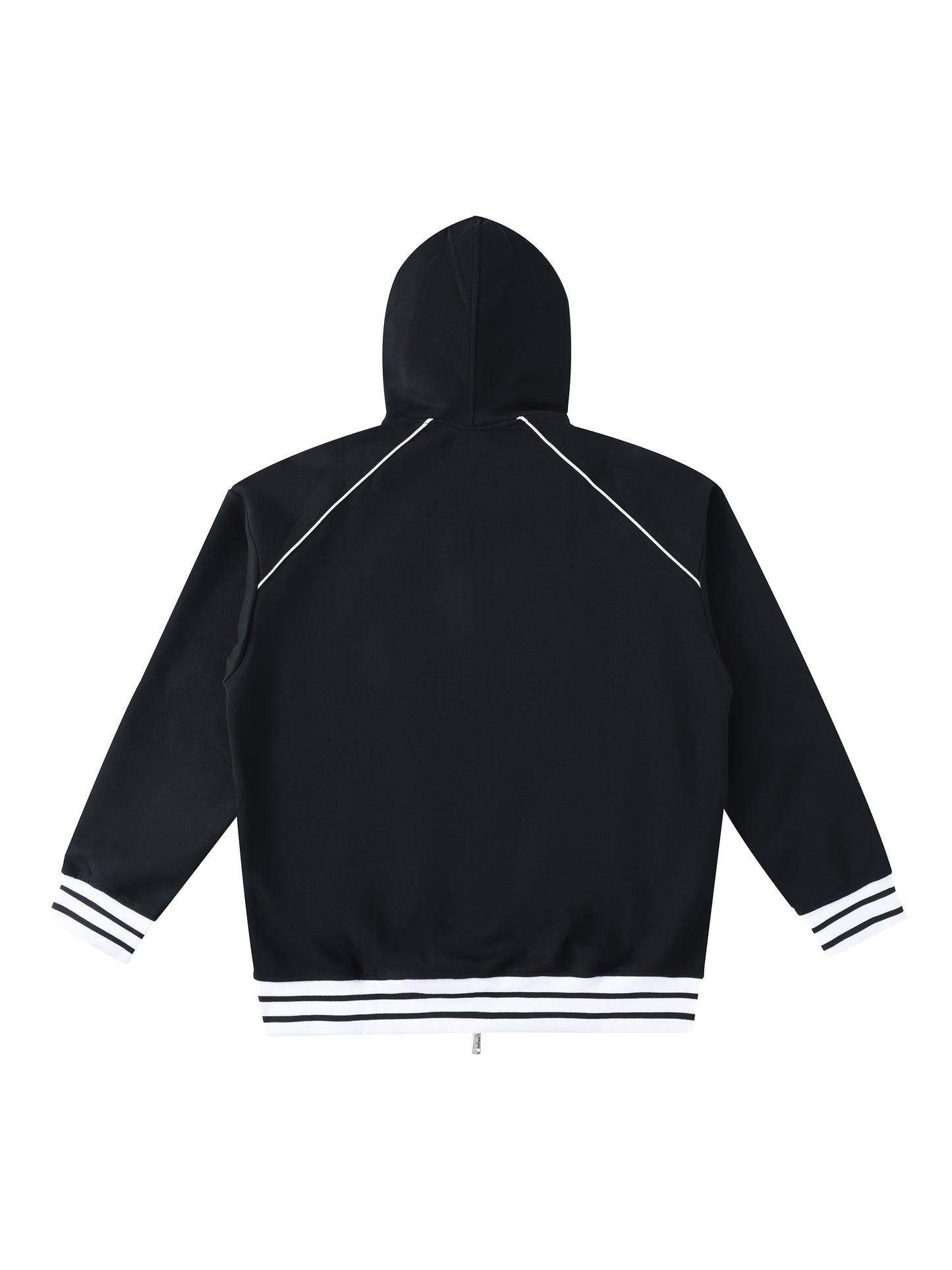 Striped Trim Zip-Up Hoodie