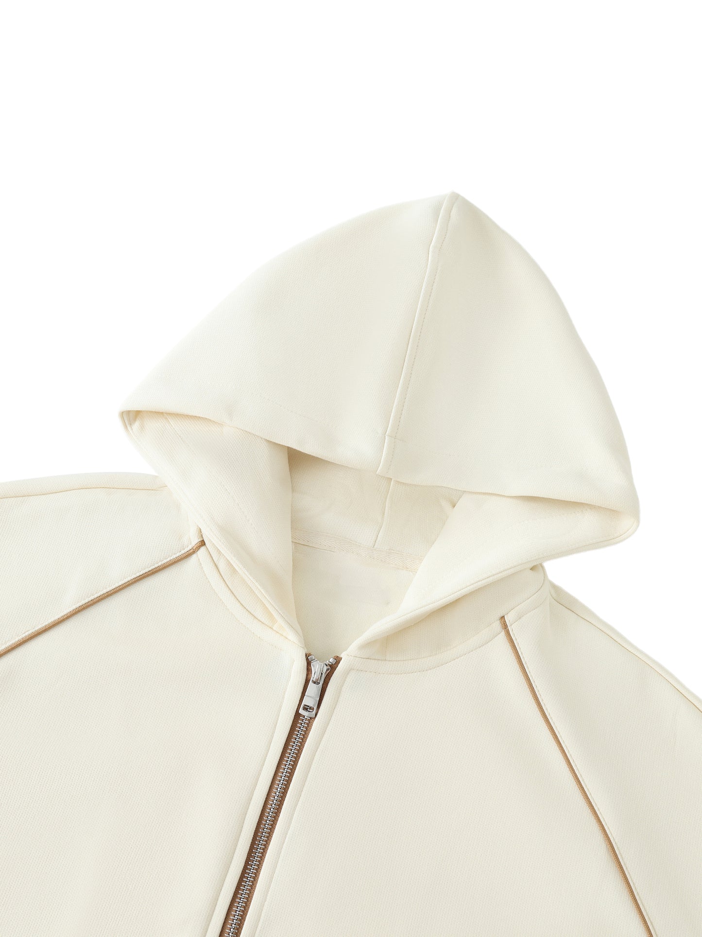 Striped Trim Zip-Up Hoodie