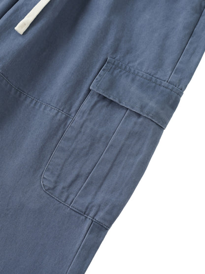 Drawstring Waist Straight-Leg Cargo Pants