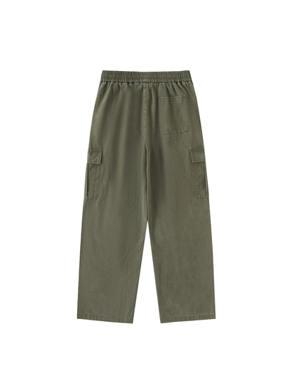 Drawstring Waist Straight-Leg Cargo Pants