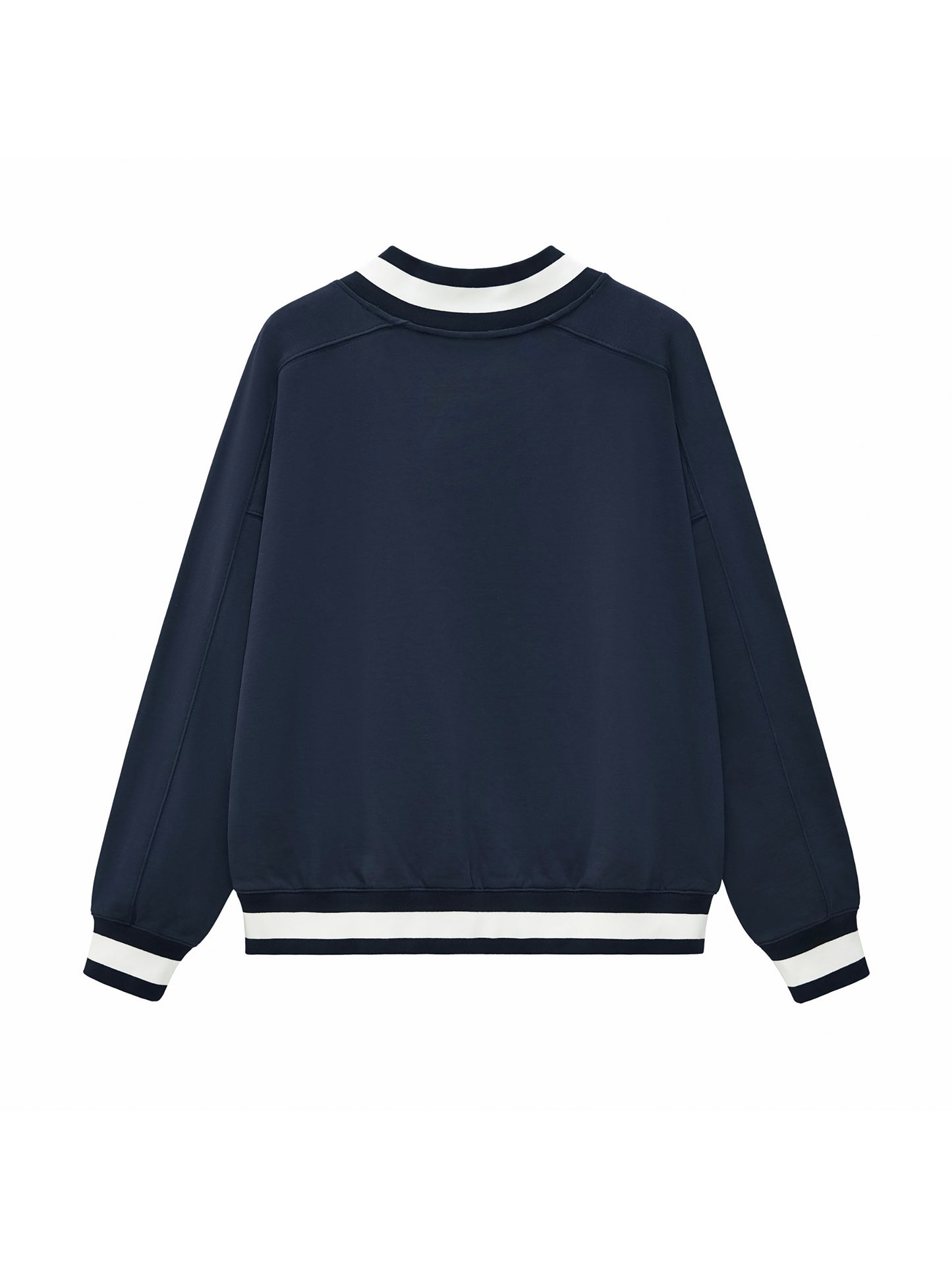 V-Neck Contrast Collar Boxy Sweatshirt