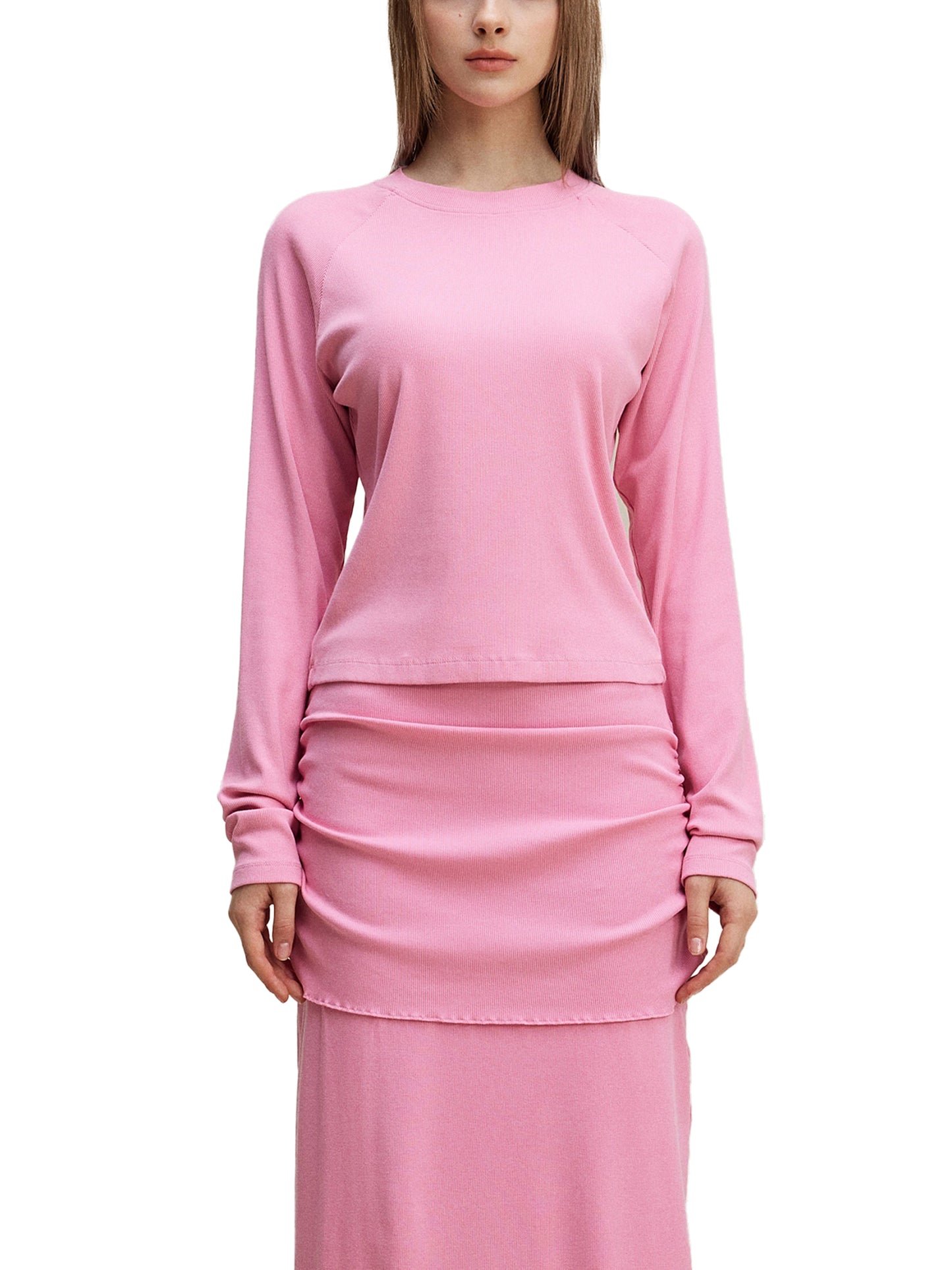 Dyed Washed Raglan Long Sleeve Slim T-Shirt