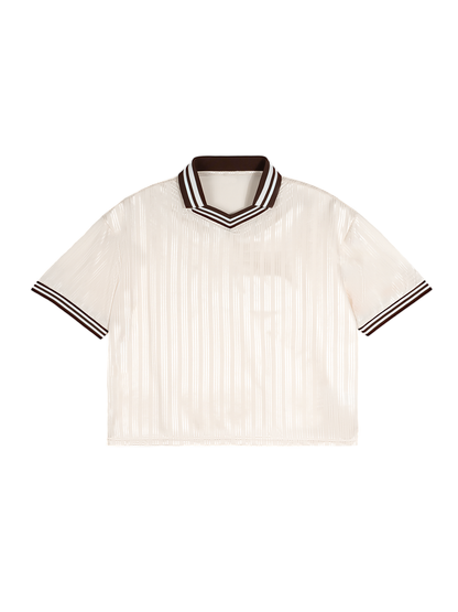 Contrast Stripes Polo Collar T-Shirt