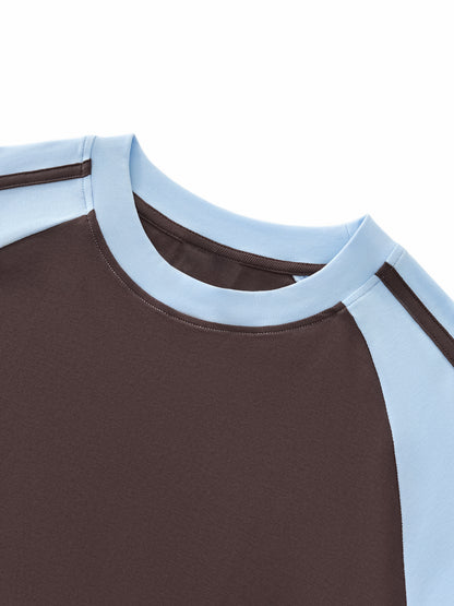 Contrast Stripes Bodycon Raglan  Sleeve T-Shirt