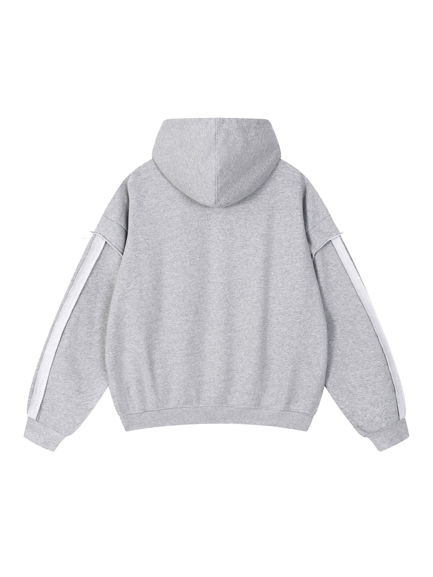 Contrast Tape Raw Edge Double Layered Zip Hoodie