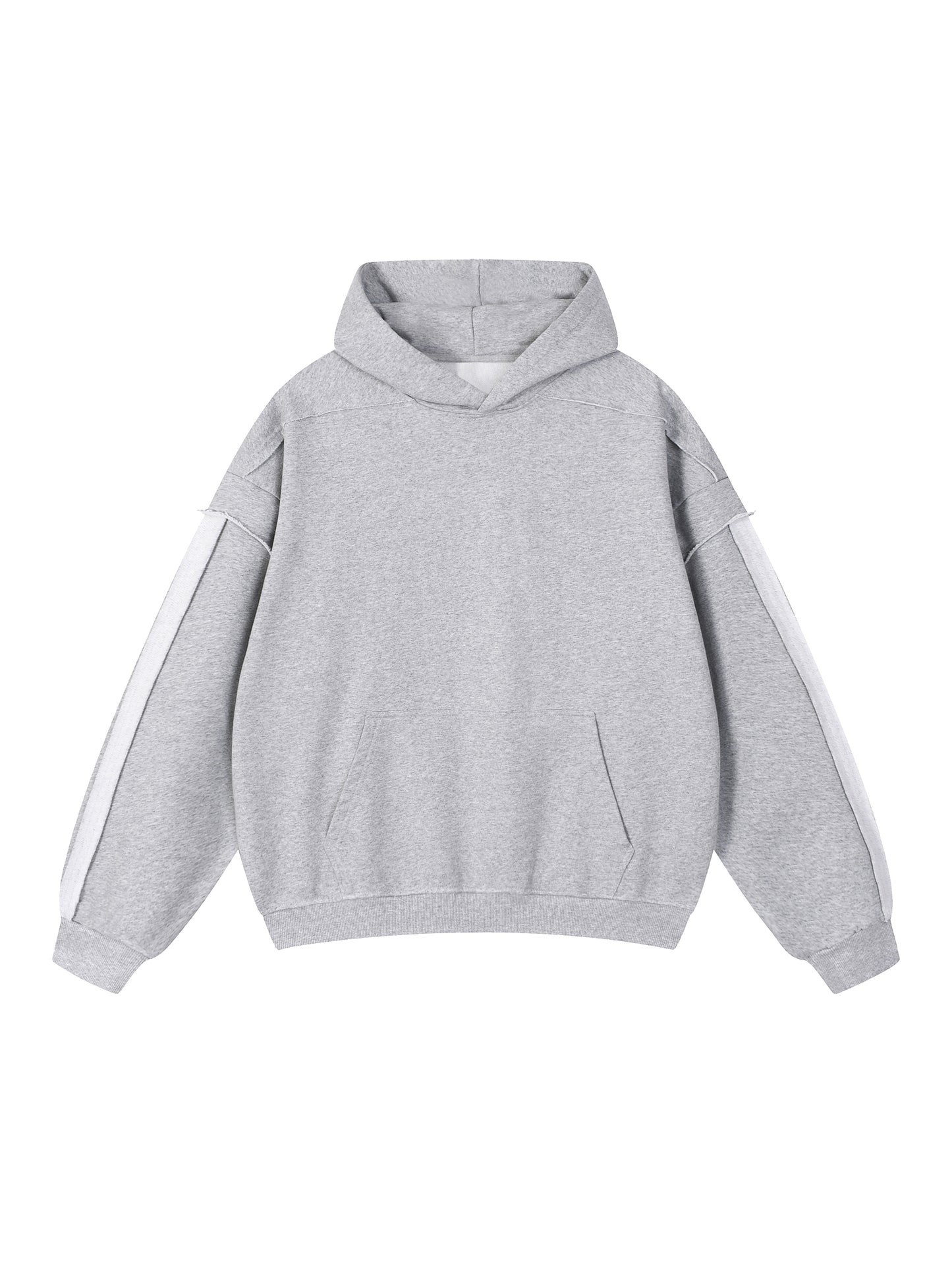 Contrast Tape Raw Edge Double Layered Hoodie