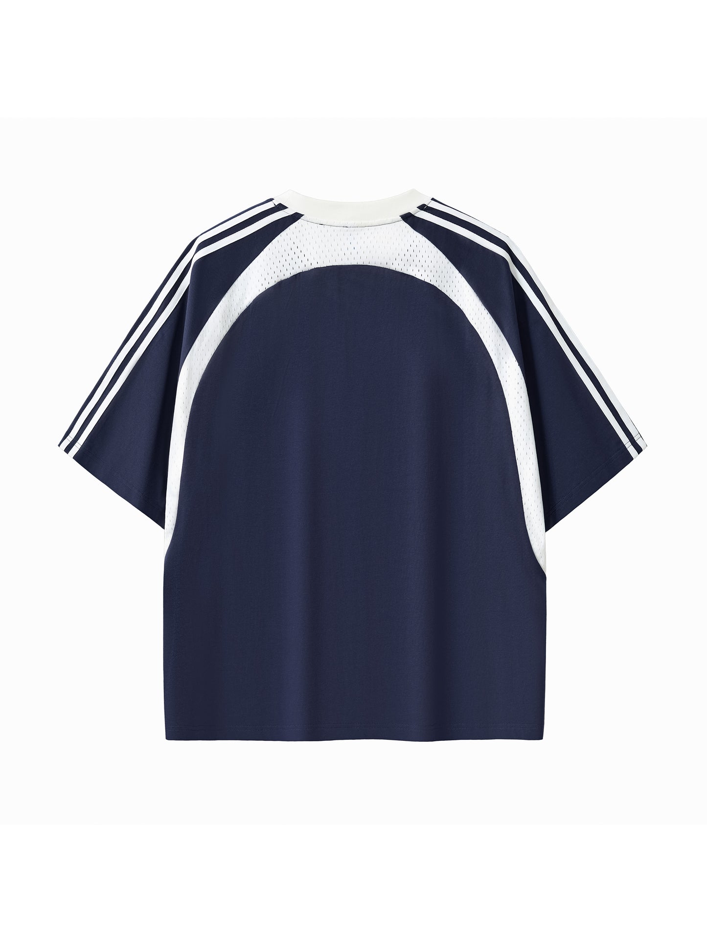 Contrast Stripes Panel Mesh T-shirt