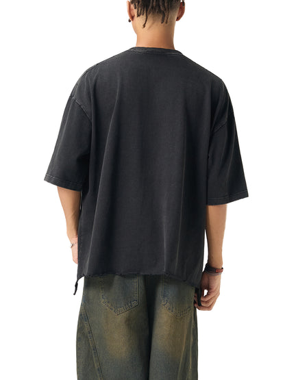 Snow Wash Raw-Hem Boxy T-shirt