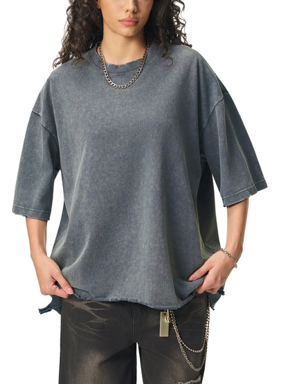 Snow Wash Raw-Hem Boxy T-shirt