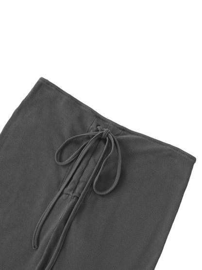 Dyed Washed Drawstring Maxi Skirt