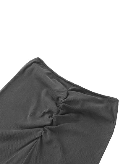 Dyed Washed Drawstring Maxi Skirt