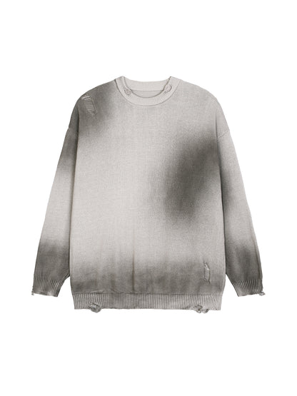 Sun Fade Distressed Ripped Crewneck sweater