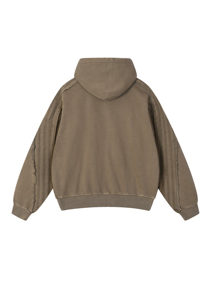 Snow Washed Tape Raw Edge Hoodie