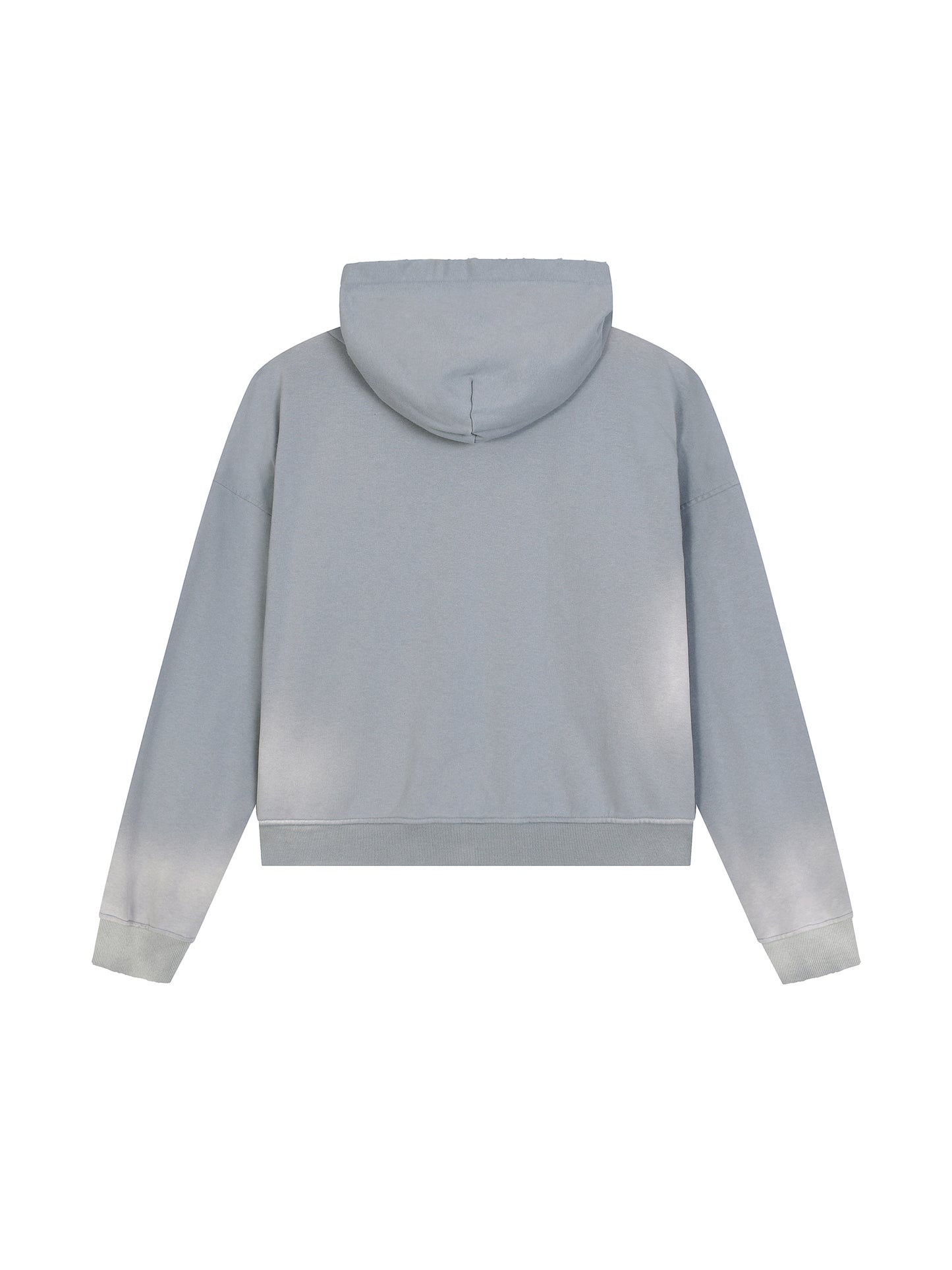 Sun Fade Frayed Raw Edge Fleece Zip Hoodie