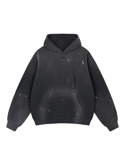 Vintage Washed Frayed Fleece Hoodie