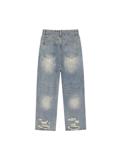 Vintage Wash Distressed Denim Jeans