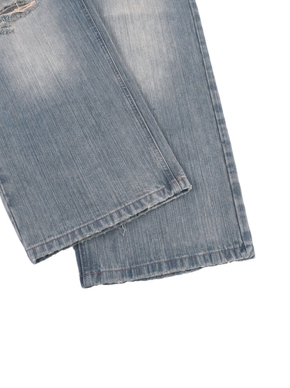 Vintage Wash Distressed Denim Jeans