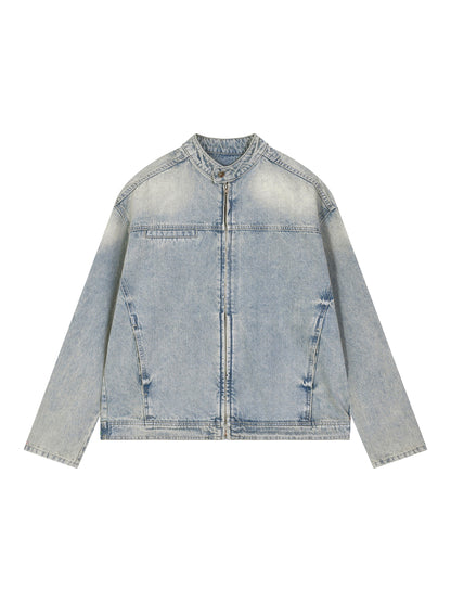Vintage Wash Zip Denim Jacket