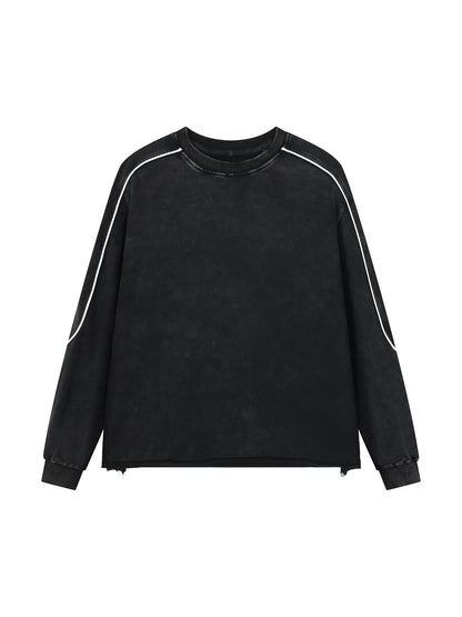 Mineral Wash Piping Raw Hem Sweatshirt