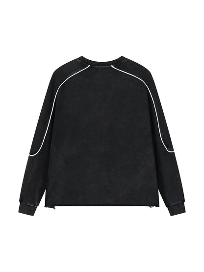 Mineral Wash Piping Raw Hem Sweatshirt