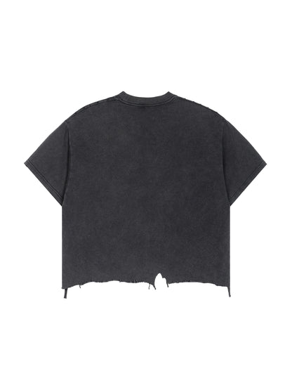 Vintage Wash Boxy Distressed Hem T-Shirt