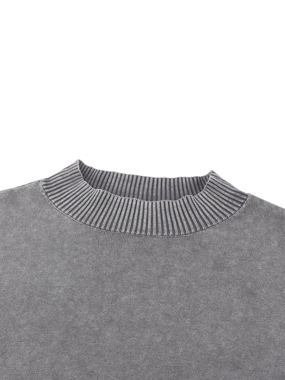 Mineral Wash Balloon Sleeve Cropped Sweater