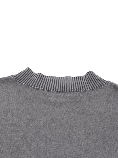 Mineral Wash Balloon Sleeve Cropped Sweater