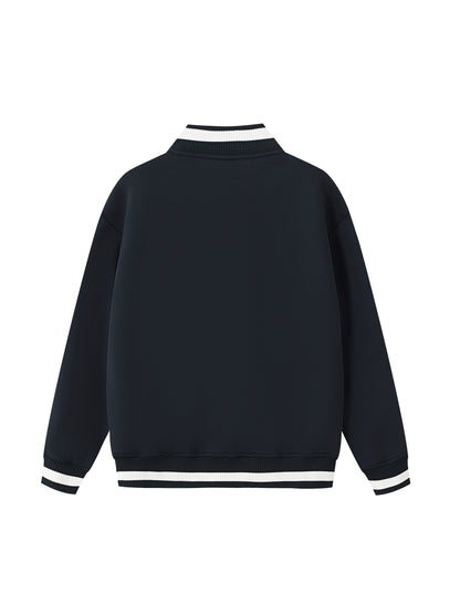 Contrast Piping Zip Bomber Jacket