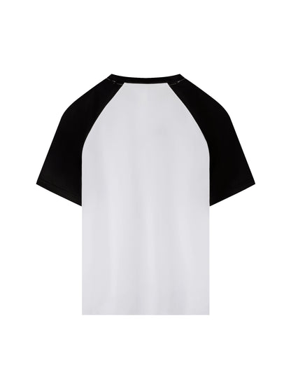 Contrast Raglan Sleeve Mesh T-Shirt