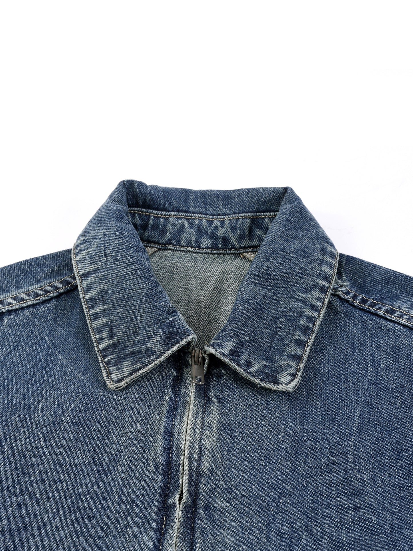 Vintage Wash Zip Up Denim Jacket
