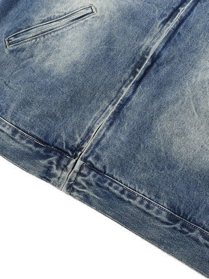 Vintage Wash Zip Up Denim Jacket