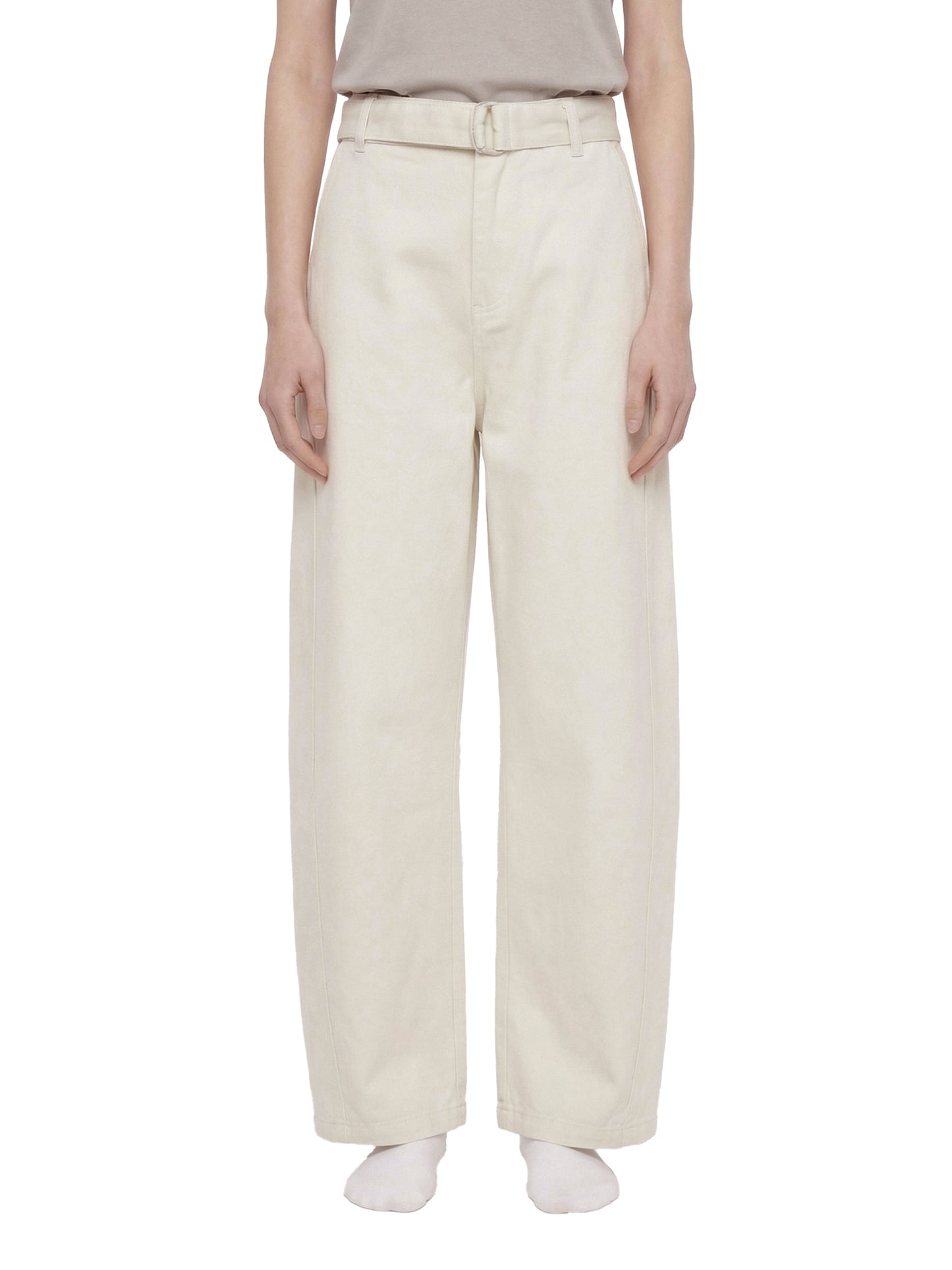 Belted Barrel-leg Chino Pants