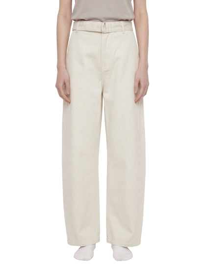 Belted Barrel-leg Chino Pants