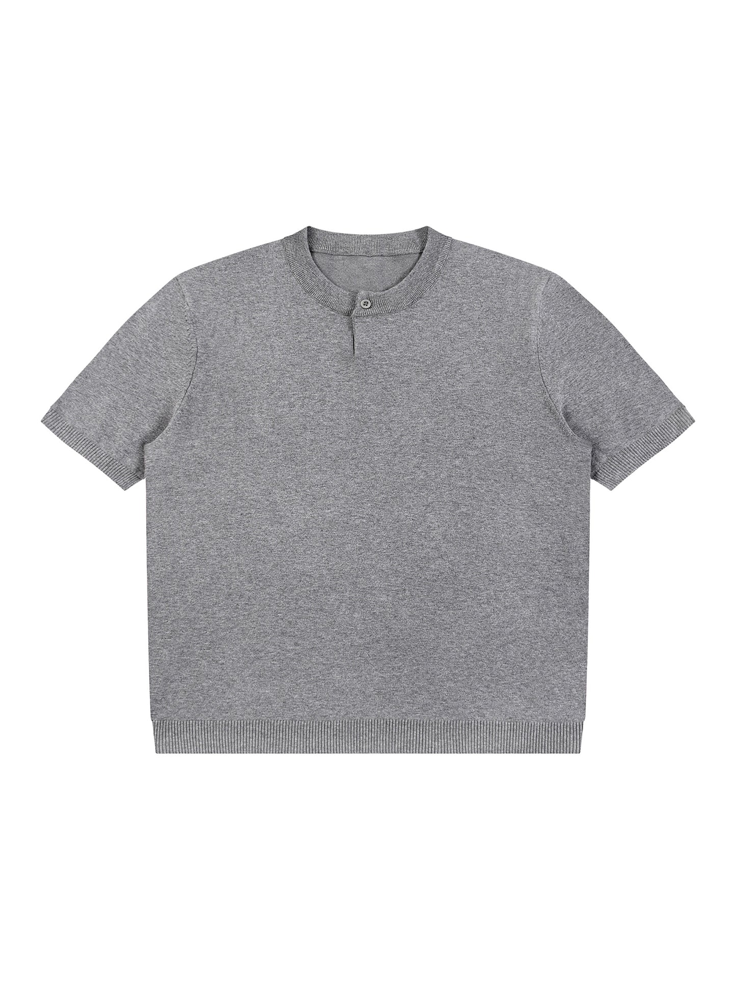 Cotton Knit Short Sleeve Henley T-Shirt